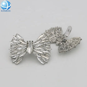 Fashionable Rhinestone Crystal Silver Plated Removable Bowknot Shoe Clips for Women Shoes Pumps High Heels Sandals Ornaments