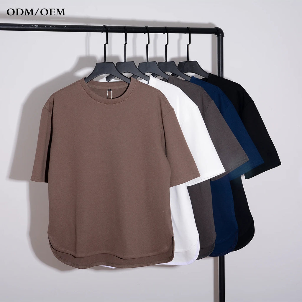 Manufacturer 300 350 GSM Blank Box Tee T Shirt Drop Shoulder Boxy Fit Crop TShirt Oversized Heavyweight Amekaji T-Shirt Men