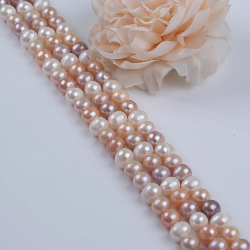 Zhuji 9-10mm Wholesale Potato Shape White Pink Purple Color Freshwater Pearl Strand for Jewelry Making
