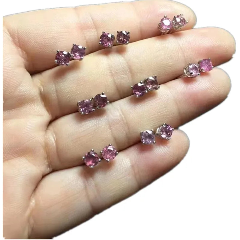 Healing Raw Crystal Stone Fine Jewelry Natural Gemstone Tourmaline 925 Sterling Silver Earrings for Women