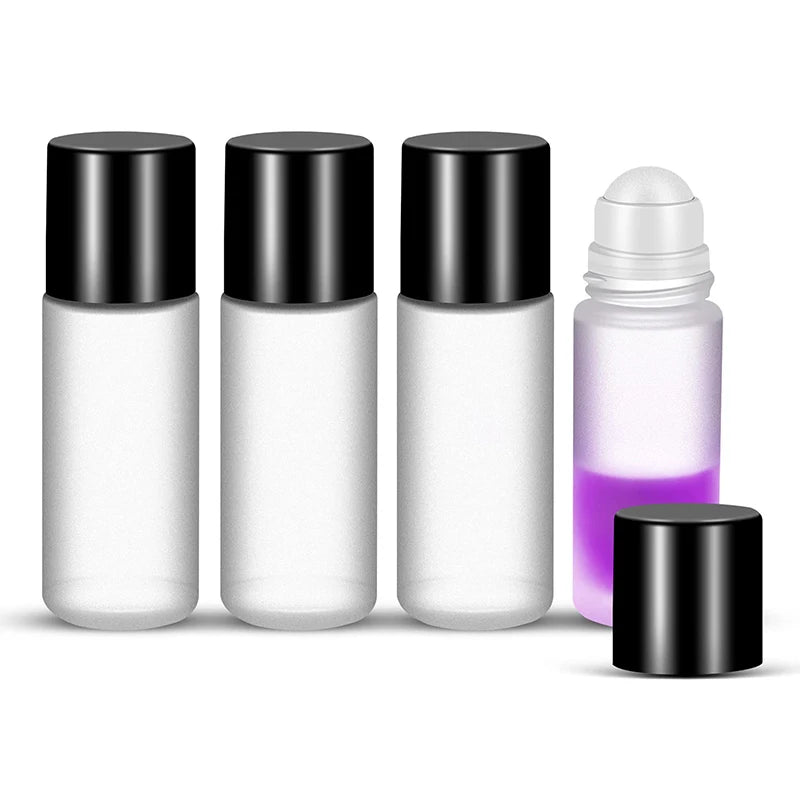 50ml Frosted Glass Deodorant Roll on Bottle Empty 30ml Refillable Roll on Glass Bottles for Cosmetics DIY Beauty Oils Mix
