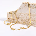 Popular Classic French Retro Gold butterfly 3D Flat Snake Chain Stainless Steel Pendant Plated 18K Necklace