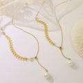 18k Gold Pearl Bracelet Jewelry Set Stainless Steel Ear of Wheat Pearl Pendant Necklace Phoenix Tail Pearl Clavicle Necklace