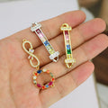 CZ8694 Hot Sale Rainbow Irregular Cubic Zirconia CZ Micro Pave Circle Bar Bracelet Charm Connectors for Bracelet Making