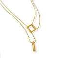 Autumn Winter All-Match Square Long Double Layer Sweater Chain Many Layers Fold Build Titanium Steel Necklace Female Minority