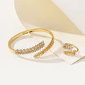 2024 High Quality Fashion OEM Finger Rings Set Brass Ring Bracelet Set Women Jewelry Set