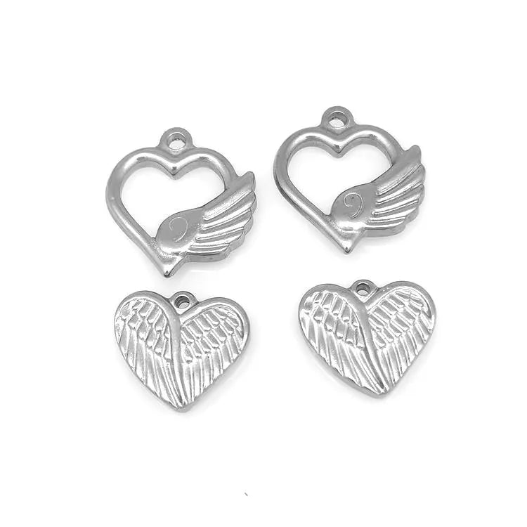 Handmade Designs Jewelry Making Accessories Stainless Steel Love Heart Charm Pendant