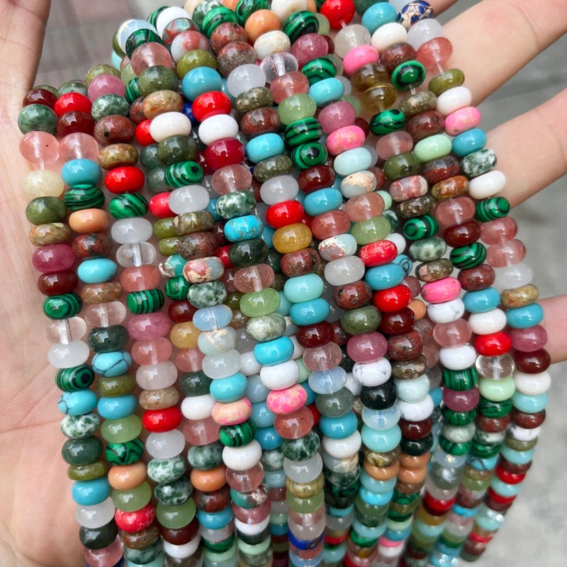 Colorful Natural Stone Abacus Beads 5x8mm Loose Rondelle Gemstone Beads for Jewelry Making