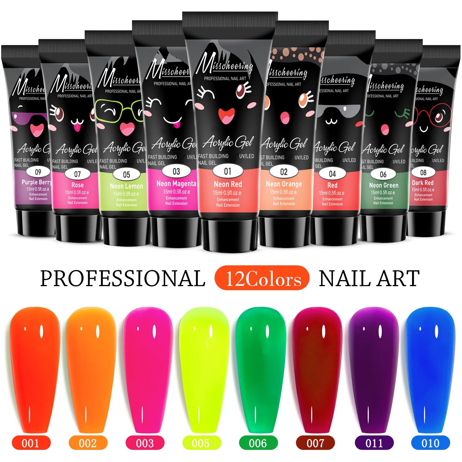 15ml Neon Fluorescence Poly Nail Gel Extension Gel Nail Polish Semi Permanent Glitter Acrylic Building Manicure Gel