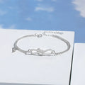 925 Silver Classic Simple Bow-Shaped Fine Chain Link Bracelet for Couples