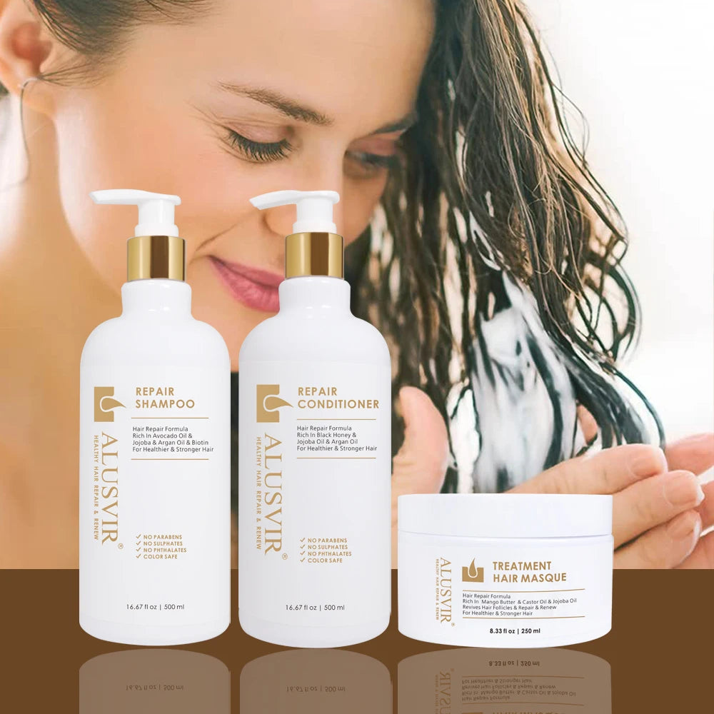Best Organic Natural Hair Care Argan Oil Growth Shampoo Conditioner Mask Set