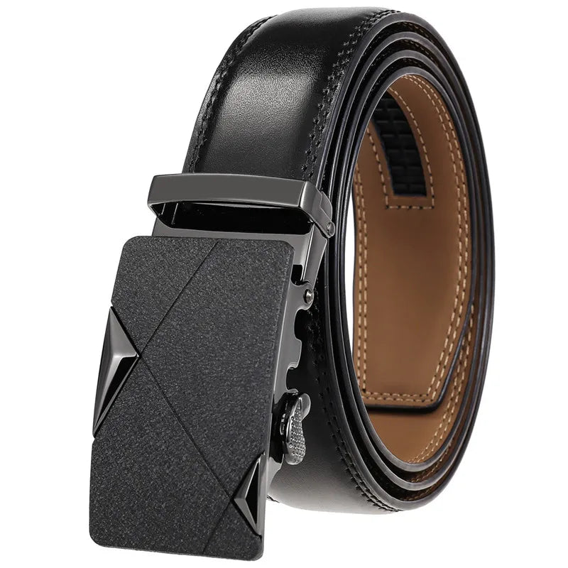 LQbelt Classic Genuine Leather Belt Men's Automatic Buckle Belts for Men OEM Factory Custom LOGO