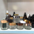 Empty Frosted Glass Cream Jars Bottle Vials with Wood Grain Lid Lotion Jars Cosmetic Comtainers Refillable Glass Cream Box Jar