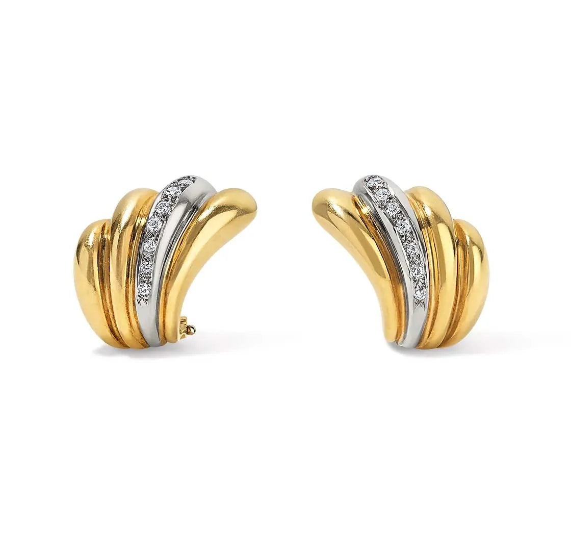 Milskye Stunning Jewelry for Women Fine Fashion 925 Silver 18k Gold Curved Gold Diamond Wave Hoop Earrings