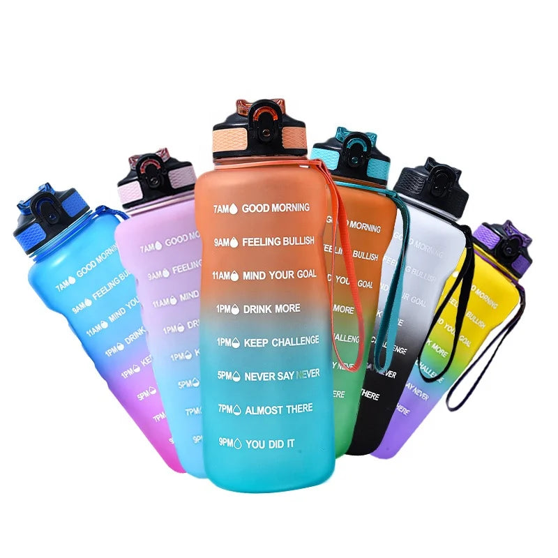 Plastic Water Bottle 1500 ml Bpa Free Water Bottle with Time Marker and Rope