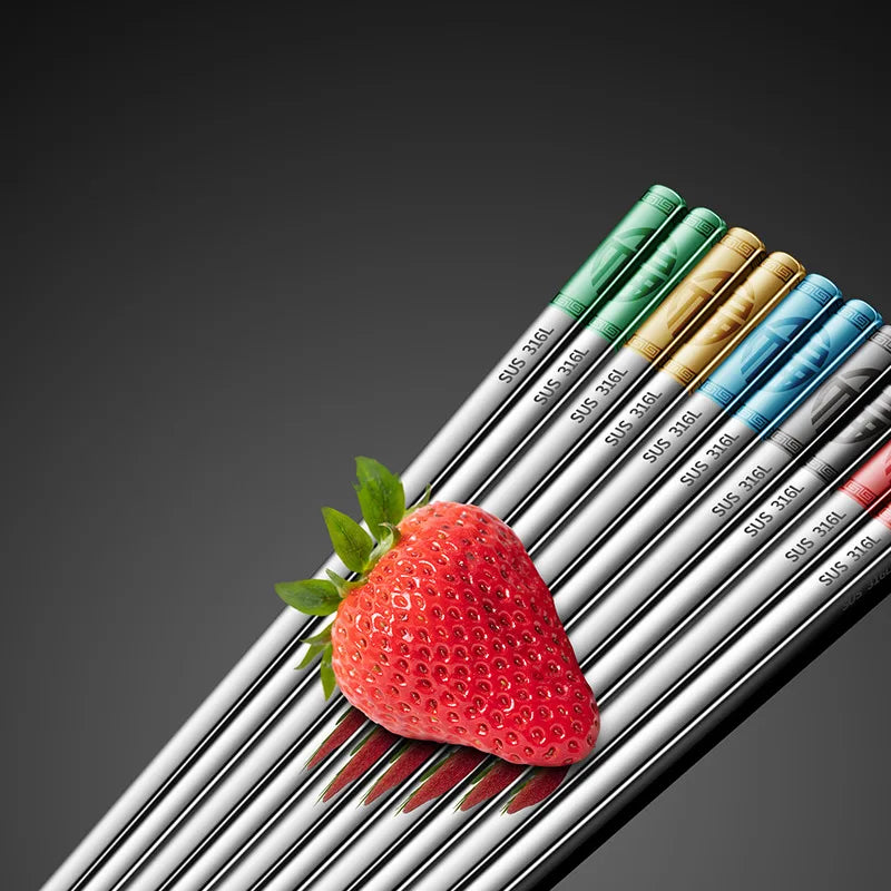 2022 New Arrivals Multicolor Luxury Flatware Set 316L Stainless Steel Chopstick