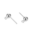 Earrings Making Supplies 925 Sterling Silver Bead Ball Stud Post with Open Ring for Handmade Jewelry Accessories Wholesale