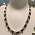 925 Silver Bling Iced Out Gemstone Tennis Jewelry Red Green White Heart Cubic Zirconia Tennis Choker Necklace