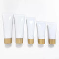 50g 80g 100g 120g 150g 200g  Cosmetic Packaging White Black Plastic Soft Tube Facial Cleanser Cream Tube with Bamboo Lid