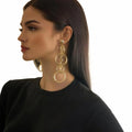 Designer Long Cross Circle Linked Stud Earrings for Women Trendy Ladies Daily Earrings Accessories Fashion Jewelry Female Gifts