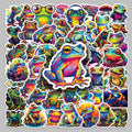 50PCS Factory Direct Sales Waterproof PVC Cool Colorful Frog Stickers for Skateboards & Mobile Phone Cases