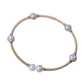 Gold-Plated Freshwater Pearl Bracelet Elegant 6mm Natural Bangle Handmade Classic Style Jewelry for Women Perfect Wedding Gift