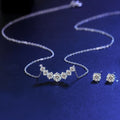 Fine Jewellery S925 Sterling Silver Smile Shaped 5mm Cubic Zirconia Necklace and Earrings Jewelry Set for Women Party Dairy Wear