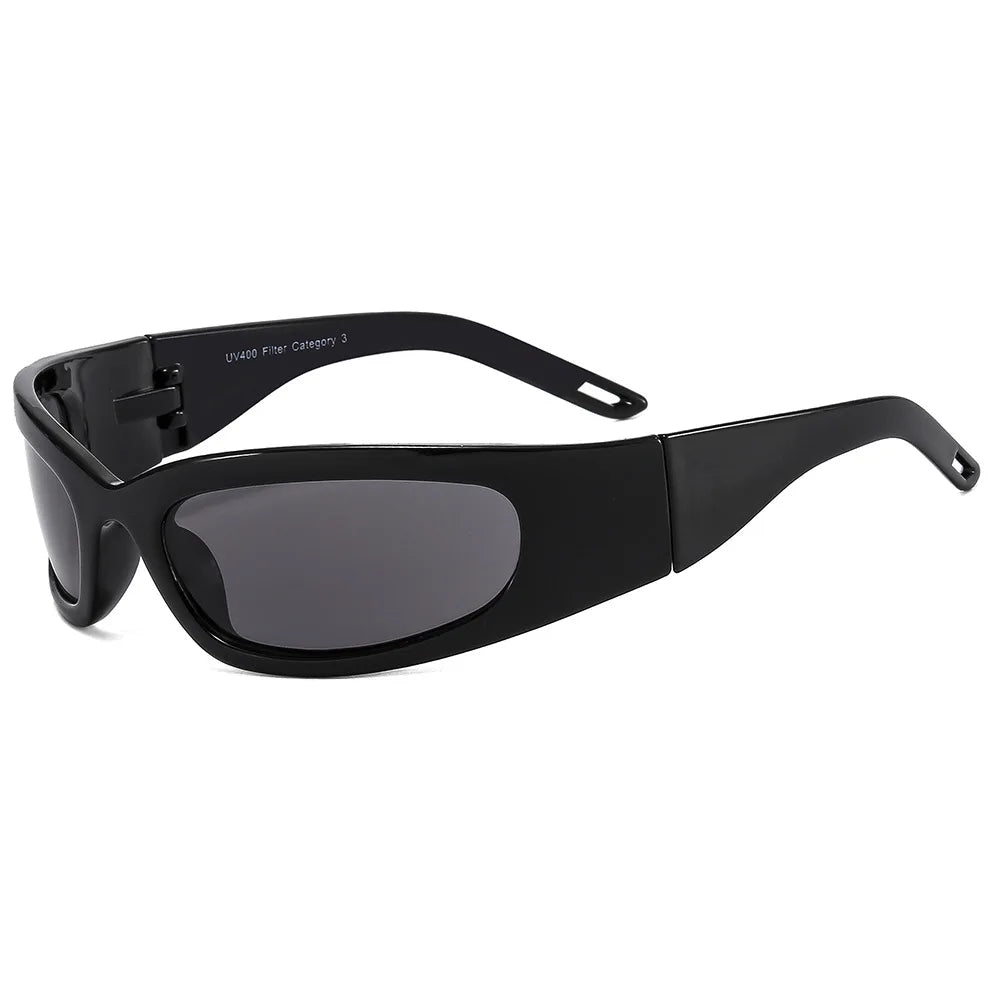 STORY WYM68100 Futuristic Y2K Sunglasses Women Men Outdoor Cycling Sports Eyewear One Piece Bend Lens Punk Sun Glasses
