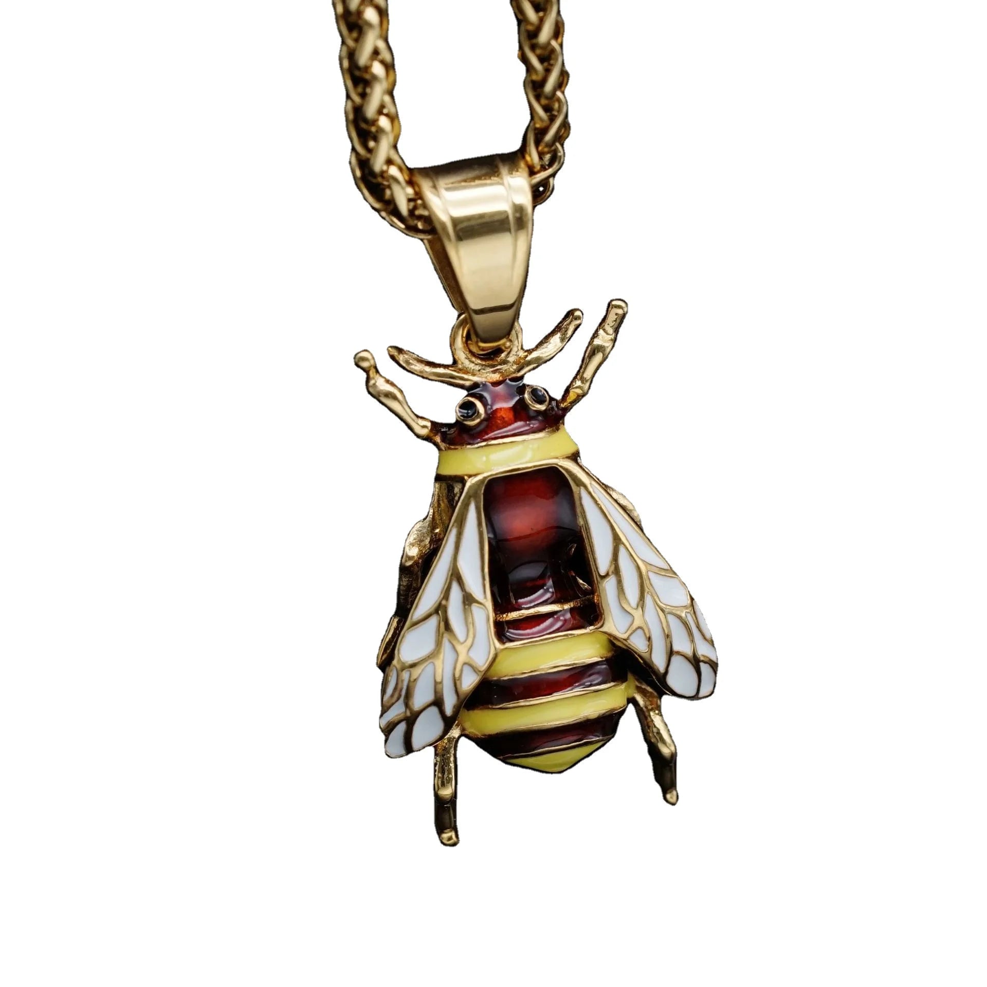 Wholesale Insect Jewelry Stainless Steel Enamel Bee Necklace