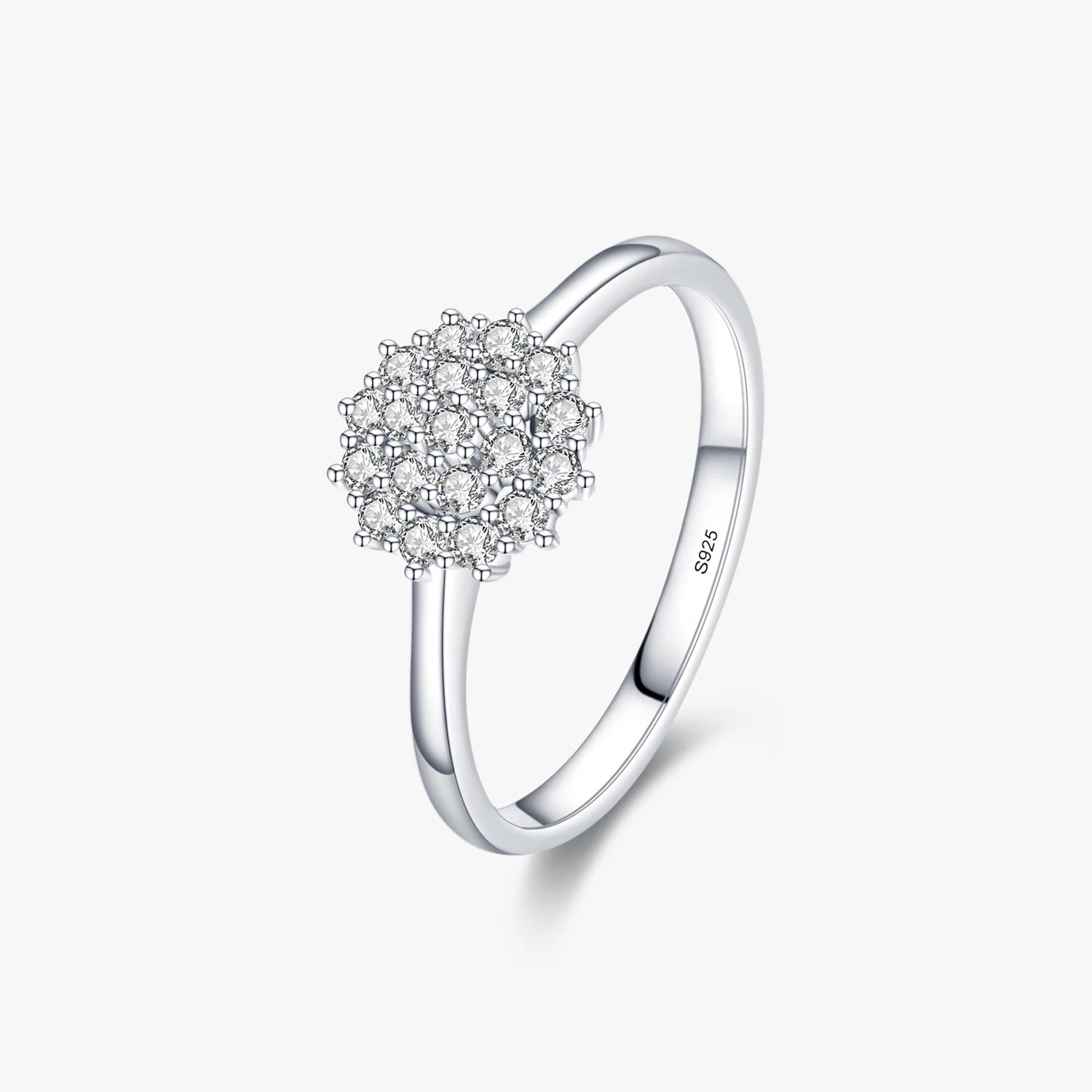 925 Sterling Silver Daily Office Accessories Delicate Fashion Jewelry Classic Sparkling Simple CZ Cluster Ring for Women