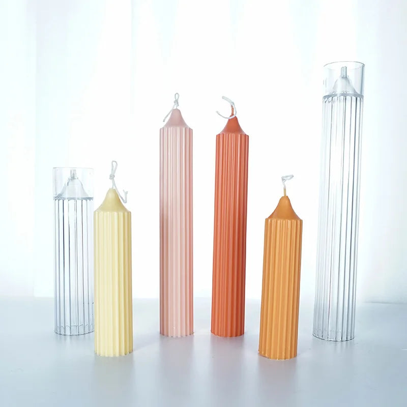 B-3370  5.9in DIY 15cm Candle Making  Long Pole Candle Molds Plastic Pillar Church Candle Making Kit Large Cylinder Molds