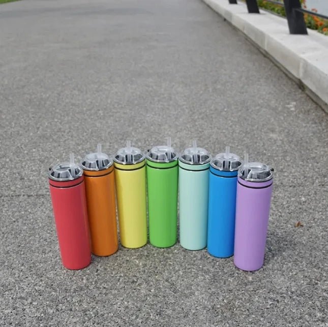 20oz Double Wall Stainless Steel Water Bottle Snack Compartment 2-in-1 Kid's Drink Cup Modern Design Gift Cup Straw