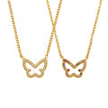 Hot Selling 18K Gold Plated  Stainless Steel Butterfly Pendant Necklace for Women Waterproof Jewelry Gift for Spring Summer