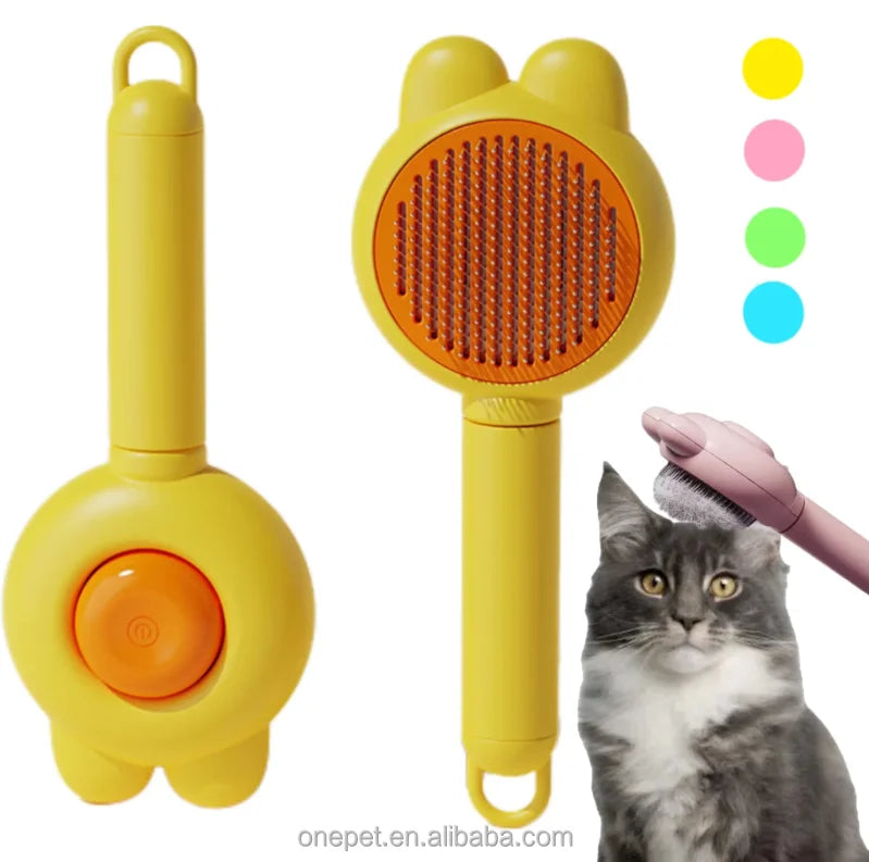 Customization Logo Pet Hair Comb Rabbit Ear Design Cat Dog Grooming Cleaning Brush Self Cleaning Dog Hair Slicker Comb
