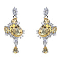 Trendy Rhodium Plated 925 Silver Jewelry Natural Citrine Drop Earrings for Women Birthday Gift