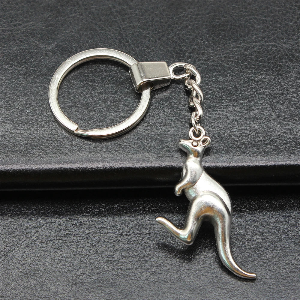 WYSIWYG 47x31mm Antique Silver Plated Antique Bronze Plated Zinc Alloy Kangaroo Keychain Accessories P2-ABD-C10452