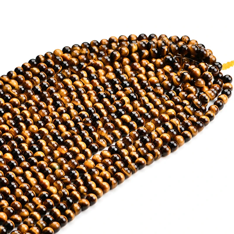 Natural Stone Beads a Grade Tiger Eye Loose Smooth Stone Beads for Jewelry Making DIY Bracelet Necklace
