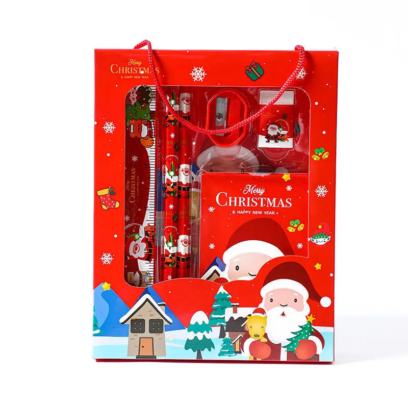 Christmas School Eraser+ruler+pencil+pencil Case+sharpener+note Pad Stationery School Supplies