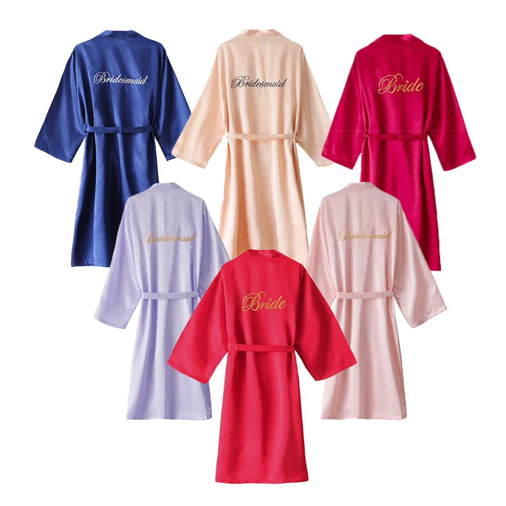 Custom Embroidery Name Personalized Silk Bridal Robes Satin Women Wedding Bride and Bridesmaid Robes Stain Wedding Bridal Robes