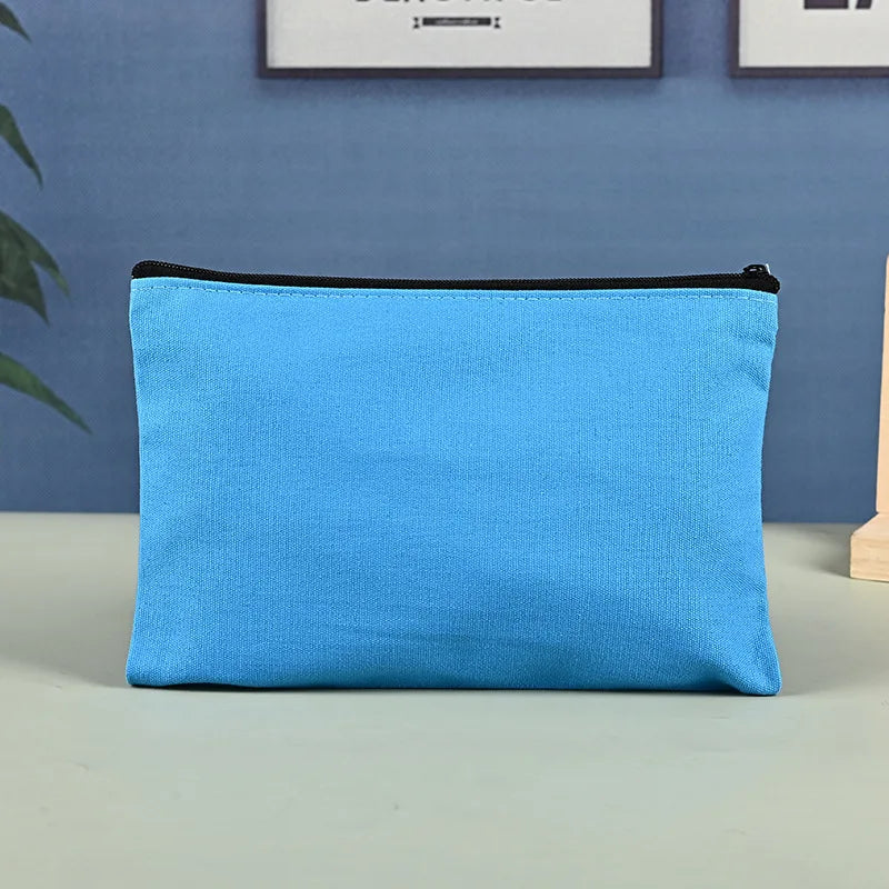 Custom Logo Print Zipper Makeup Pouch Eco-Friendly Cotton Canvas Reusable Cosmetic Bags Washable Promotional Personal Logo