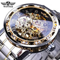 Winner Men Luxury Transparent Fashion Diamond Luminous Gear Movement Royal Design Male Mechanical Skeleton Wrist Watch Gift