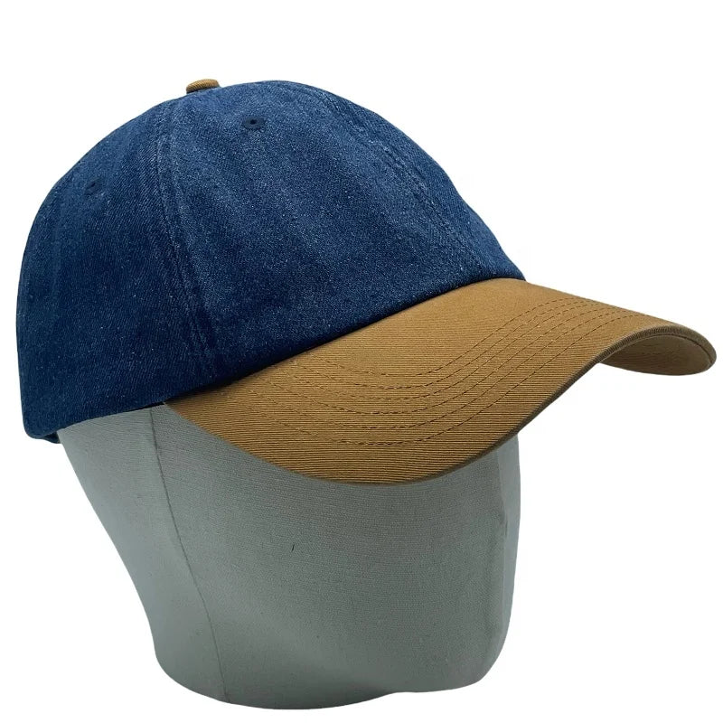 Wholesale Two-Tone Denim Baseball Cap XL Men's & Women's Casual Cotton Vintage Dad Hat Custom Logo Washed Look