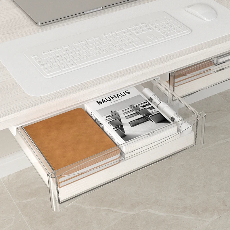 Self-adhesive Desktop Organizer  Small Hidden Plastic Under Desk Cabinet for Storage Attachable  Under Desk Storage