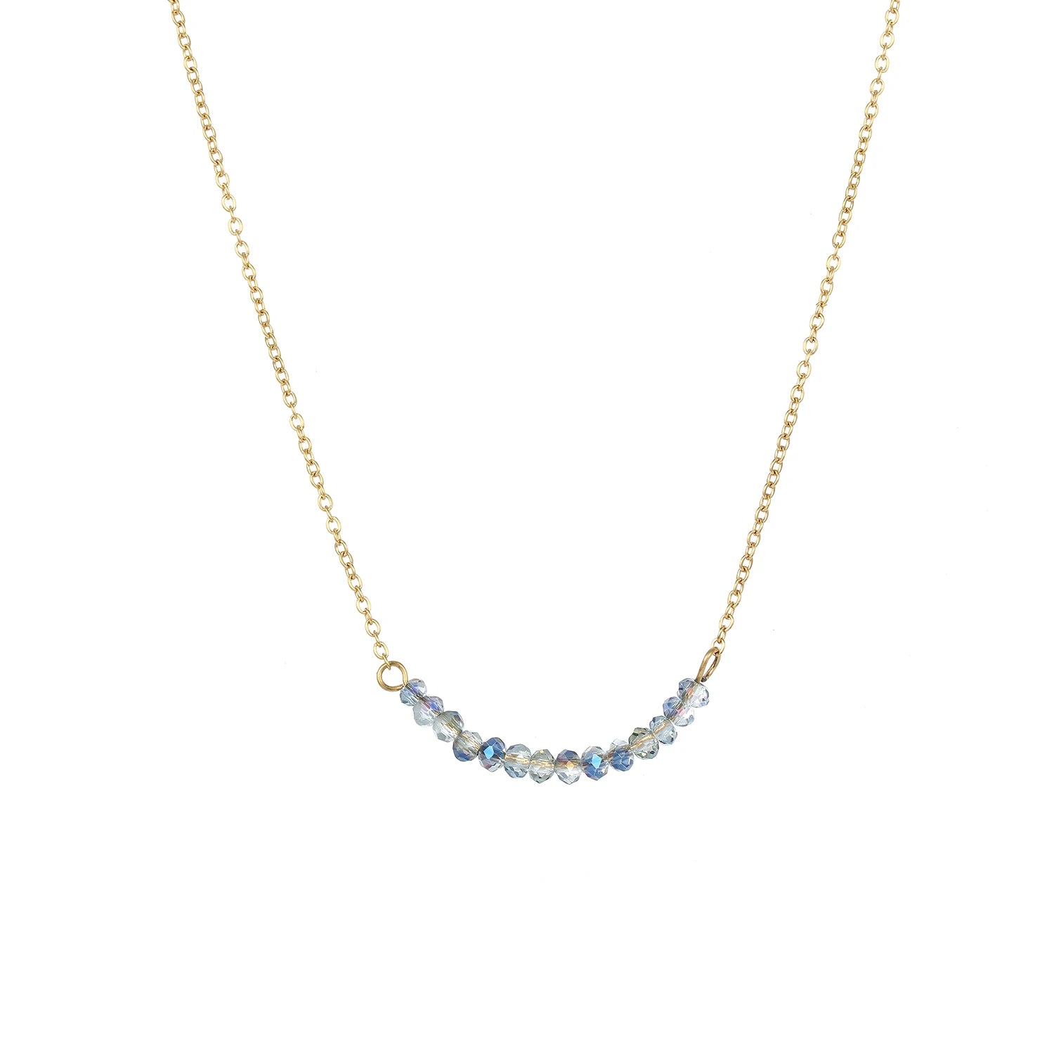 Crystal Necklace Healing 2021 Minimalist Jewelry Stainless Steel Red Blue Crystal Couple Beads Necklace Trendy 14k Gold Plated