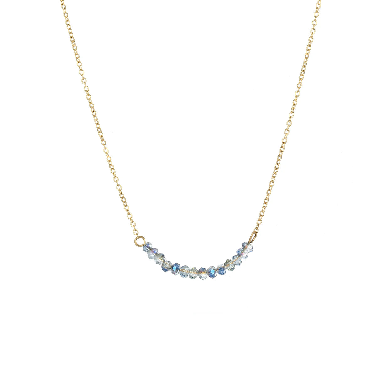 Crystal Necklace Healing 2021 Minimalist Jewelry Stainless Steel Red Blue Crystal Couple Beads Necklace Trendy 14k Gold Plated
