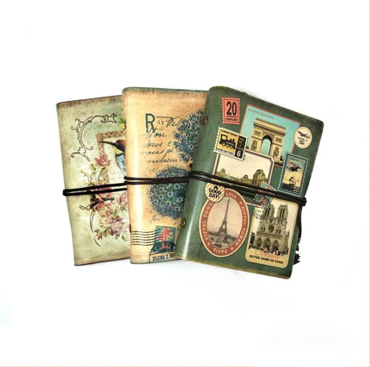 14.2*18.8cm Vintage Europe Design PU Cover Leather Travel Notebook Scrapbook with Pvc Pocket Inner Page