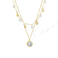 Tear Drop Fashion Stainless Steel 18k Gold Plated Rhinestones Necklace Devil Eye Chain Choker Double Layer Crystal for Women