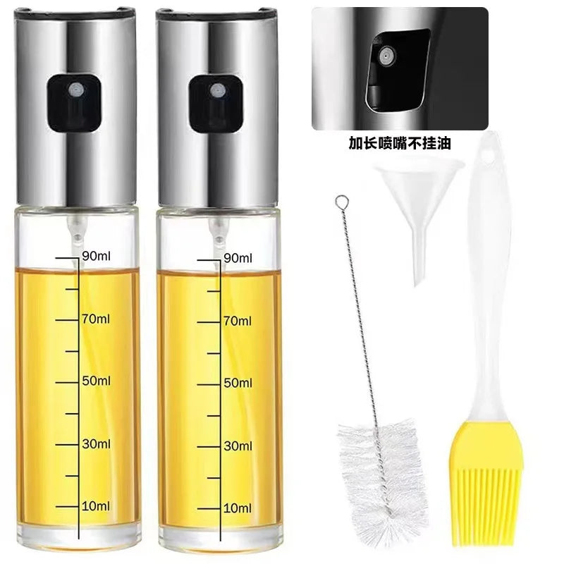 5-Piece Set Portable Kitchen Baking Salad BBQ Utensils Glass Spray Bottle Cooking 90ML Olive Oil Sprayer Bottle for Cooking