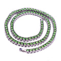Personality New Fashion Stock Hip Hop Jewelry 14K Gold Plated Green Crystal 5.5MM Iced 1 Row Link Chain Unisex Necklace