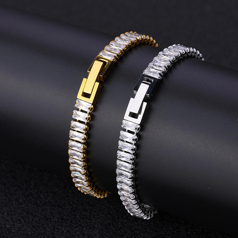 VEROMCA Wholesale Customized Women's Geometric Set Zircon Cross-Border Hip-Hop Style Tennis Chain Bracelet